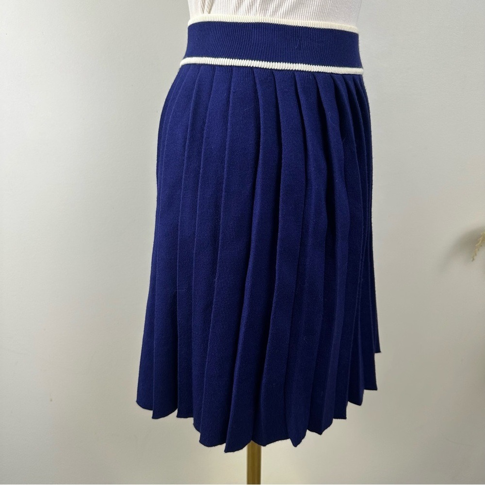 Willow & Wind Navy Blue Pleated Knit Skirt Size M - Preppy Tennis Style Mini NEW - Picture 5 of 12